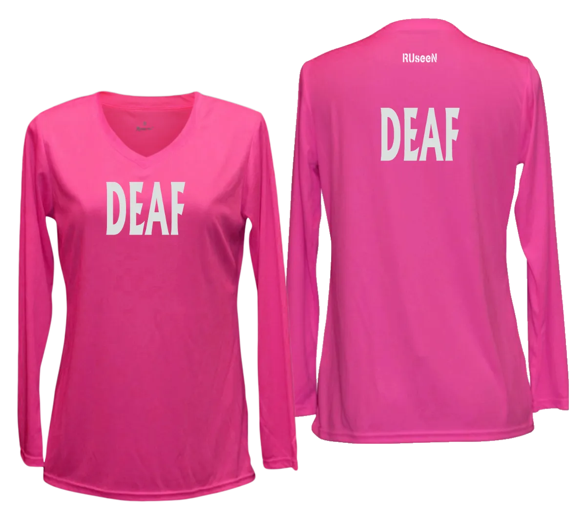 Women's DEAF Long Sleeve Shirt - Reflective or Black Text