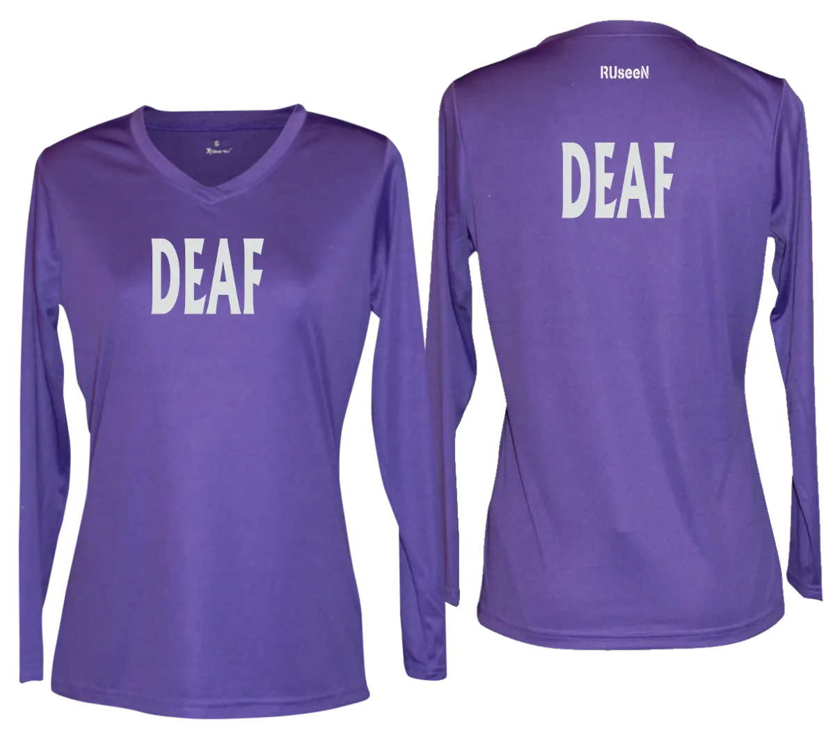 Women's DEAF Long Sleeve Shirt - Reflective or Black Text