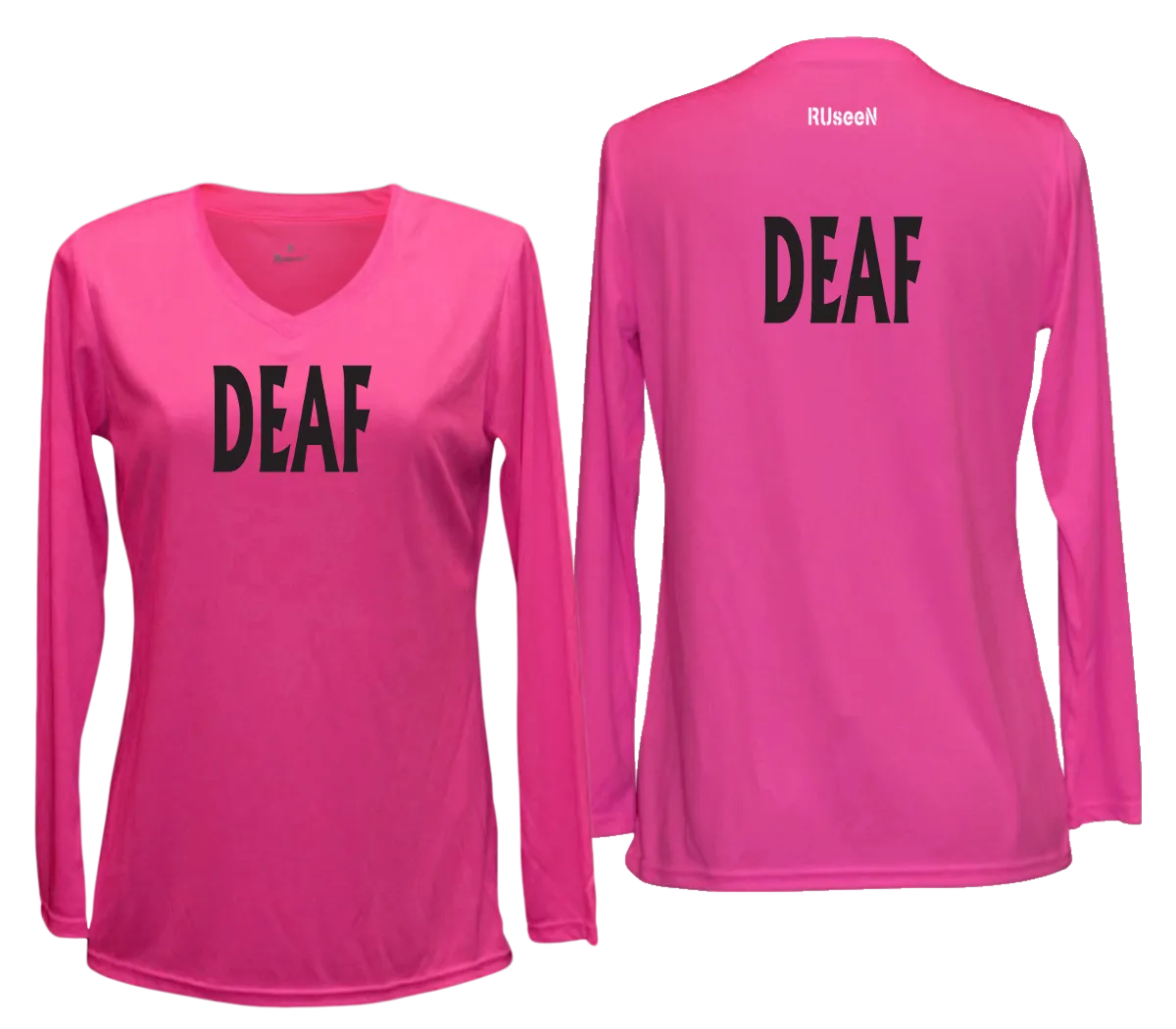 Women's DEAF Long Sleeve Shirt - Reflective or Black Text