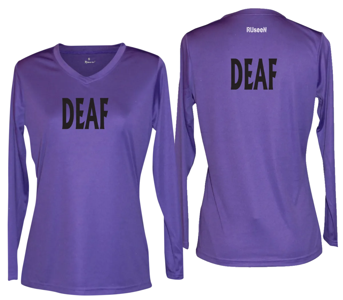 Women's DEAF Long Sleeve Shirt - Reflective or Black Text