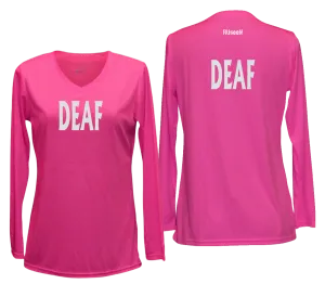 Women's DEAF Long Sleeve Shirt - Reflective or Black Text